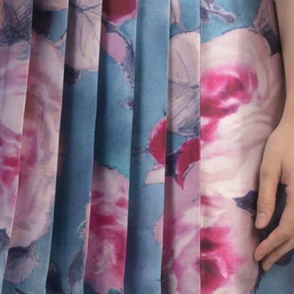 KAY UNGER Sleeveless Floral Mikado Tea-length Dress - Picture 4 of 4